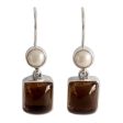 Smoky Quartz & Freshwater Pearl Earrings Fashion