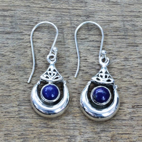 Alluring Crescent Lapis Lazuli Silver Earrings Supply