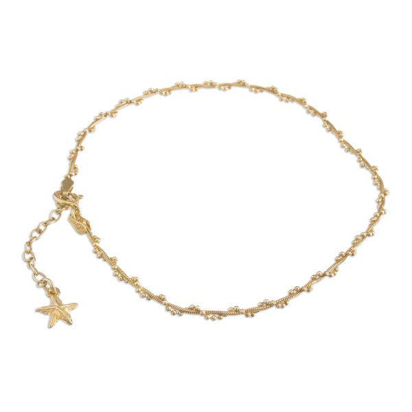 Moonlit Starfish 18k Gold Plated Sterling Silver Starfish Anklet from Peru Fashion