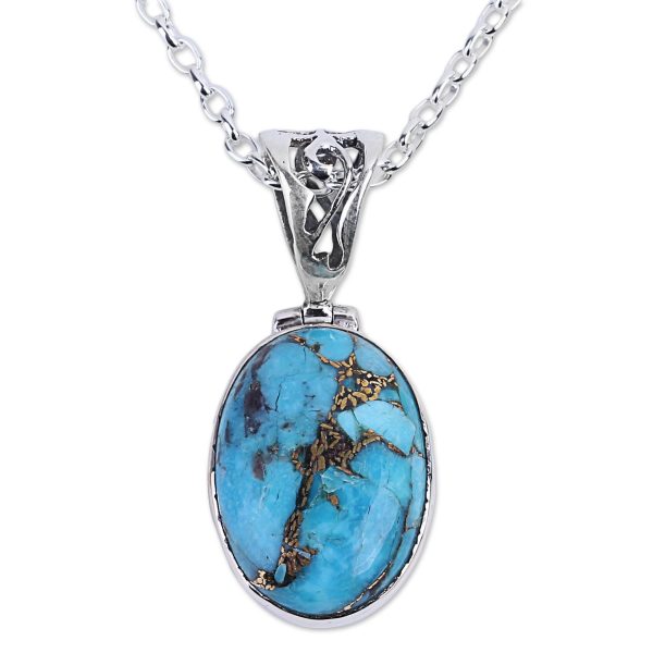 Mystical Turquoise Oval Pendant Necklace Online