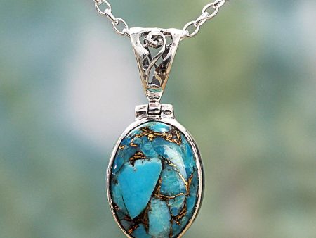 Mystical Turquoise Oval Pendant Necklace Online