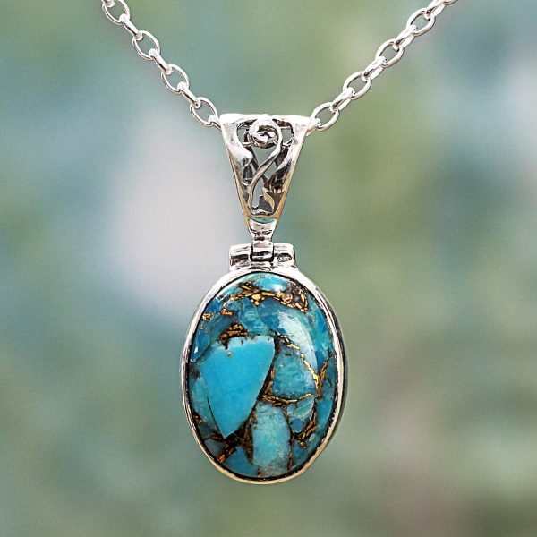 Mystical Turquoise Oval Pendant Necklace Online