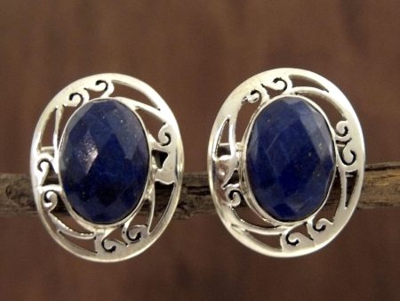 Seductive Blue Lapis Lazuli Button Earrings Sale