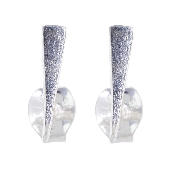 Straight and True Elongated Triangle Modern Sterling Silver Stud Earrings Sale