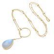 Sky Blue Teardrop Gold-Plated Rainbow Moonstone Pendant Necklace Supply