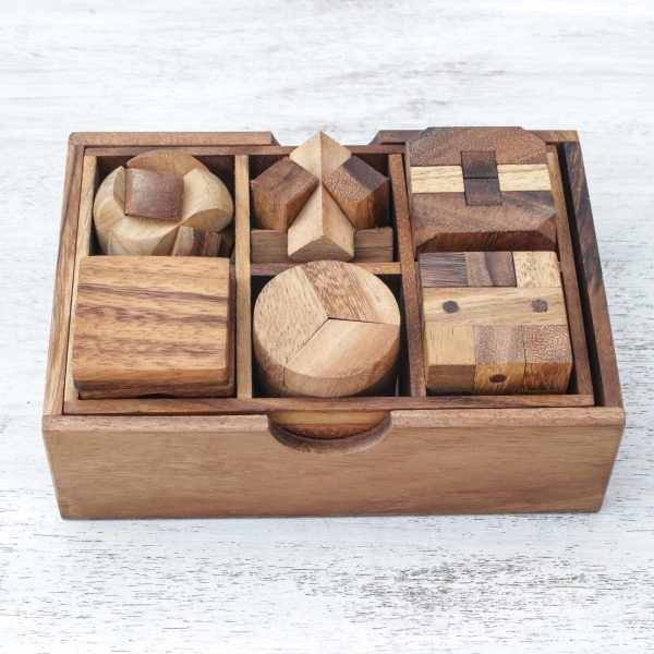 Beautiful Challenge Raintree Wood Puzzle Set from Thailand (6 Piece) Discount