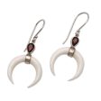 Sanur Crescents Garnet and Crescent Bone Dangle Earrings from Bali Online Hot Sale