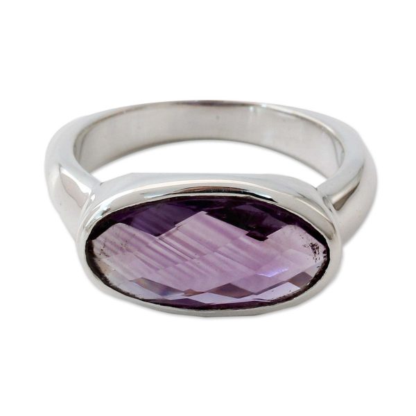 Purple Crown Amethyst & Silver Cocktail Ring For Sale