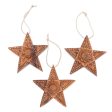 Sunny Christmas Hand Carved Star-Shaped Holiday Ornaments (Set of 3 Sale