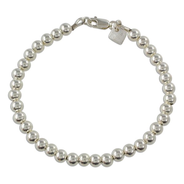 Beauty in Simplicity Gleaming Sterling Silver Beaded Bracelet from Guatemala Online now