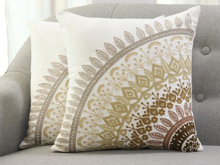 Divine Orchard in Brown Embroidered Cotton Cushion Covers in Brown from India (Pair) For Cheap