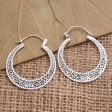 Sukawati Circles Sterling Silver Hoop Earrings from Bali Online now