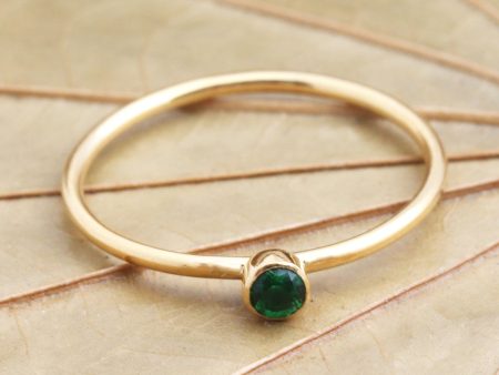 Subtly Sweet Green Quartz Gold Plated Solitaire Ring Sale