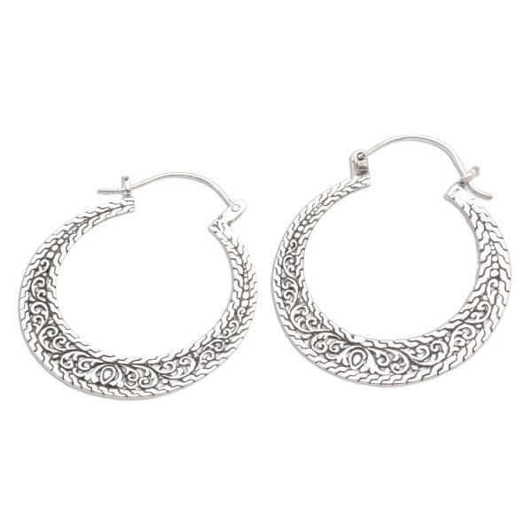 Sukawati Circles Sterling Silver Hoop Earrings from Bali Online now