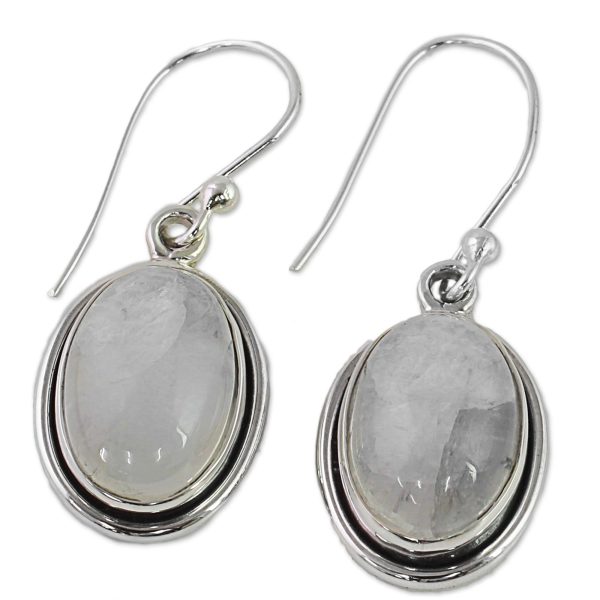 Lunar Goddess Moonstone Silver Dangle Earrings Fashion