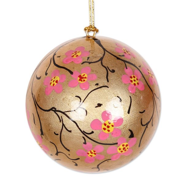 Cherry Blossom Christmas Artisan Crafted Floral Christmas Ornaments ( set of 6) For Cheap