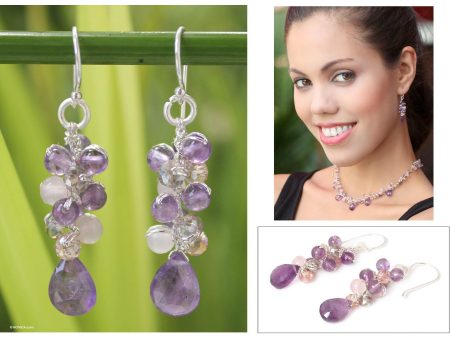 Purple Pink Glam Beaded Earrings Online