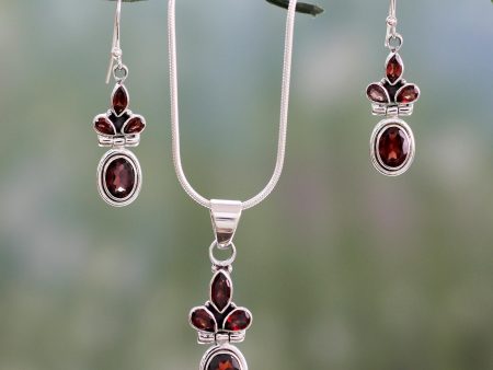 Sterling Silver & Garnet Jewelry Set Cheap