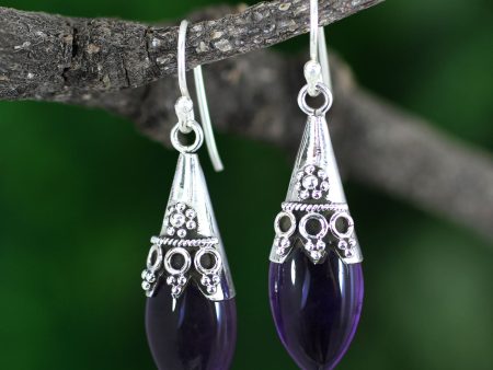 Kerala Princess Amethyst Dangle Earrings Hot on Sale