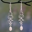 Sublime Trellis Polished Sterling Silver Dangle Earring with Cultured Pearls Hot on Sale