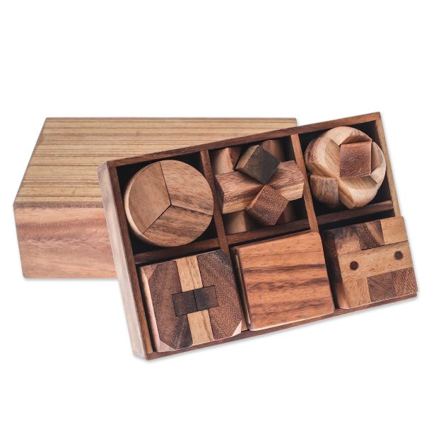 Beautiful Challenge Raintree Wood Puzzle Set from Thailand (6 Piece) Discount