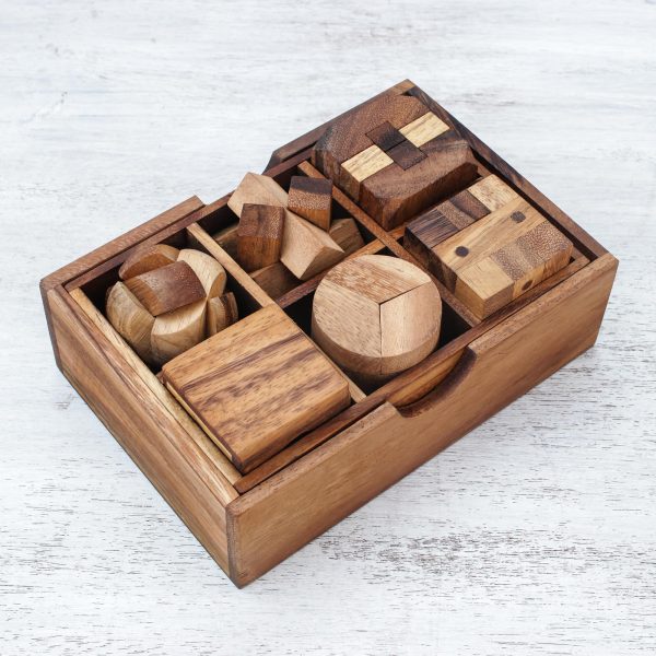 Beautiful Challenge Raintree Wood Puzzle Set from Thailand (6 Piece) Discount