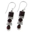 Radiant Glamour Geometric Garnet and Sterling Silver Dangle Earrings Online Hot Sale