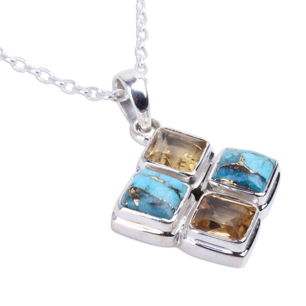 Sun Meets Sky Multi-Gem Pendant Necklace Online Hot Sale