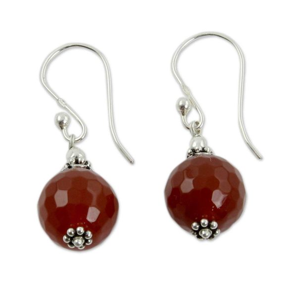 Sterling Silver Red Agate Dangle Earrings Cheap