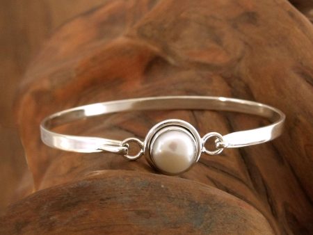 Aesthetic Moon Pearl Bangle Bracelet Discount