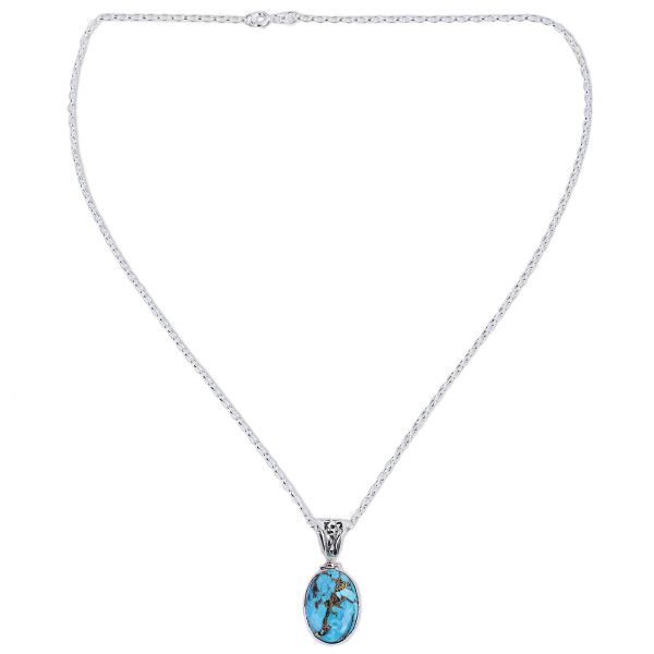 Mystical Turquoise Oval Pendant Necklace Online