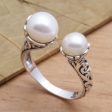 Seeking You White Cultured Pearl and Sterling Silver Ring from Bali Cheap