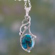 Sky Whisper Blue Composite Turquoise Sterling Silver Necklace from India Sale