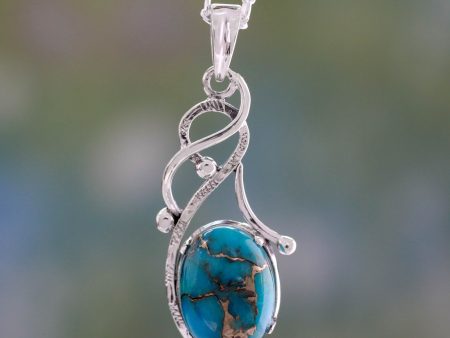 Sky Whisper Blue Composite Turquoise Sterling Silver Necklace from India Sale