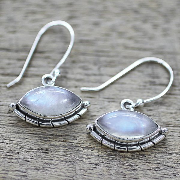 Protective Eyes Rainbow Moonstone Dangle Earrings Supply