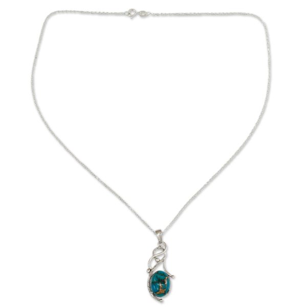 Sky Whisper Blue Composite Turquoise Sterling Silver Necklace from India Sale