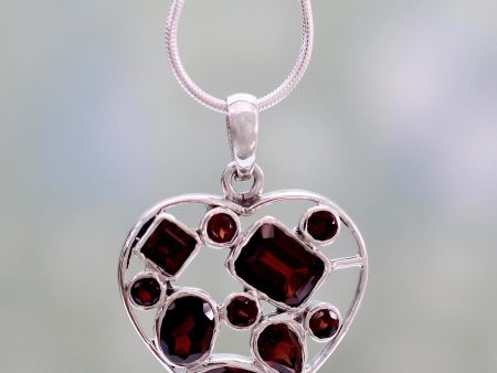 My Love Garnet Heart Shaped Necklace For Discount