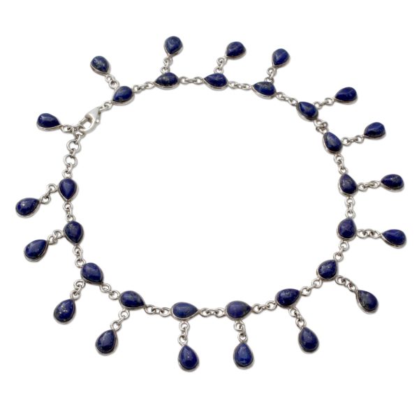 Royal Dewdrops Lapis Lazuli & Silver Anklet For Discount