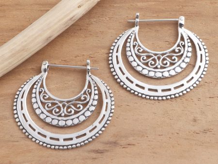 Amazing Curves Balinese Sterling Silver Hoop Earrings Fashion