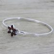 Marquise Flower Garnet and Sterling Silver Floral Bracelet from India For Cheap