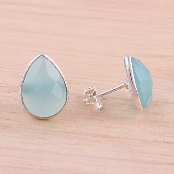 Raindrop Prisms Silver Chalcedony Earrings Online now