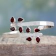 Red Forest Fern Garnet & Silver Cuff Bracelet Hot on Sale