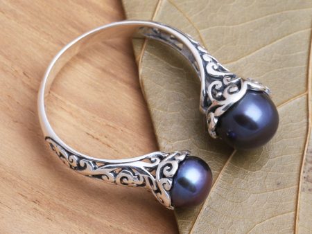 Seeking You Cultured Peacock Pearl and Sterling Silver Ring from Bali For Discount