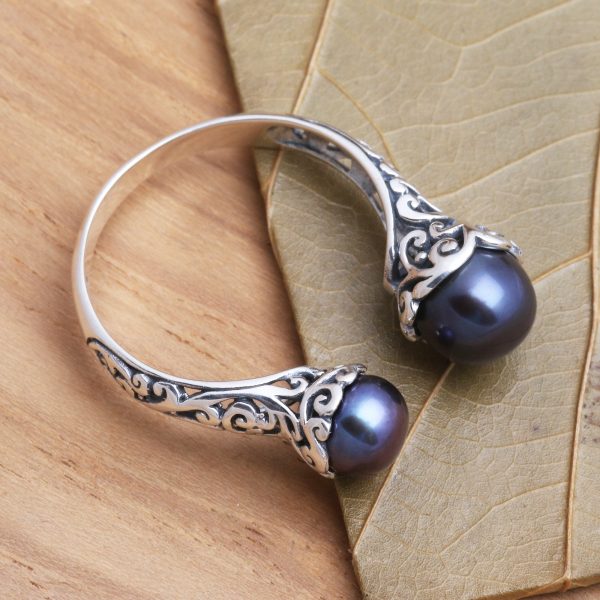 Seeking You Cultured Peacock Pearl and Sterling Silver Ring from Bali For Discount