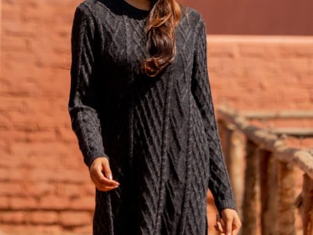 Long Lines in Charcoal Alpaca Tunic Sweater Dress For Discount