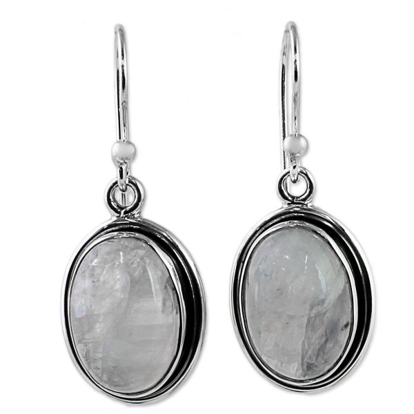 Lunar Goddess Moonstone Silver Dangle Earrings Fashion