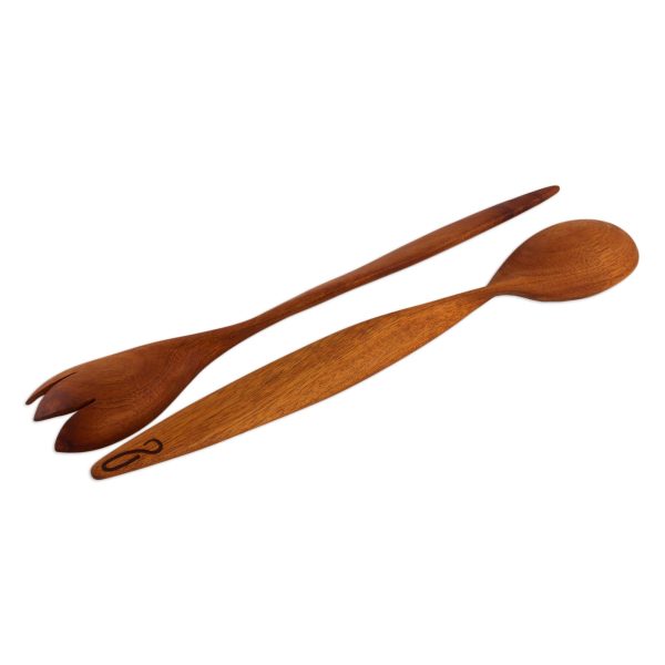 Twist of Nature Handcrafted Caoba Wood Salad Servers from Nicaragua Cheap