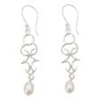 Sublime Trellis Polished Sterling Silver Dangle Earring with Cultured Pearls Hot on Sale