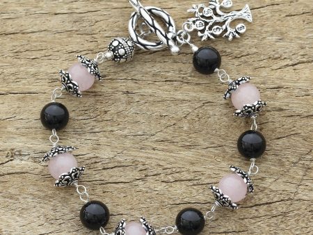 Lucky Money Tree Rose Quartz & Onyx Bracelet Online now