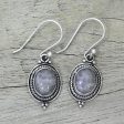 Moonlit Charm Sterling Silver Rainbow Moonstone Dangle Earrings India Hot on Sale